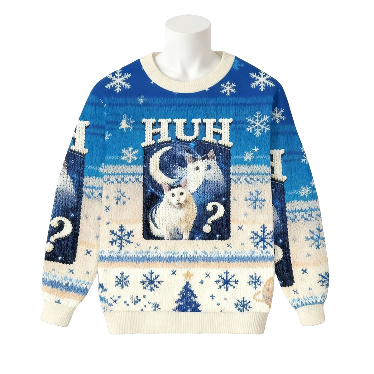 2026 Christmas Huh Cat Funny Dank Meme Moon Ugly Sweater - Moonbestprint