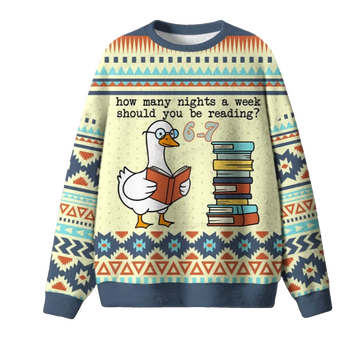 2026 Christmas How Many Nights A Week Should You Be Reading Ugly Sweater - Moonbestprint