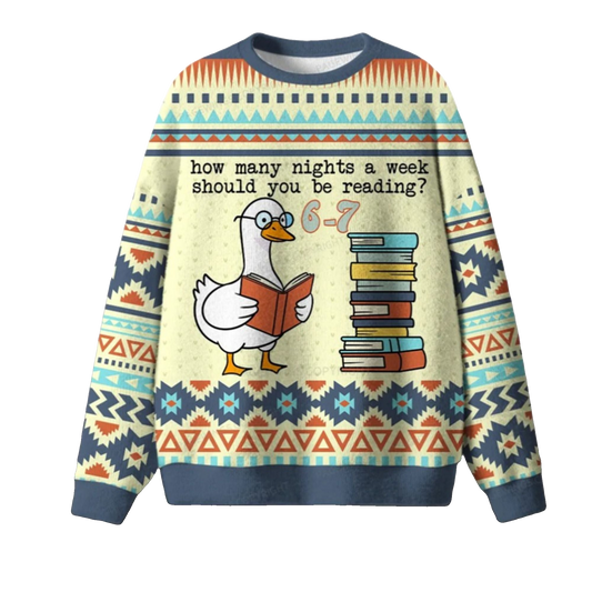 2026 Christmas How Many Nights A Week Should You Be Reading Ugly Sweater - Moonbestprint