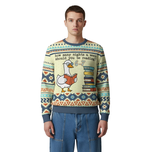 2026 Christmas How Many Nights A Week Should You Be Reading Ugly Sweater - Moonbestprint