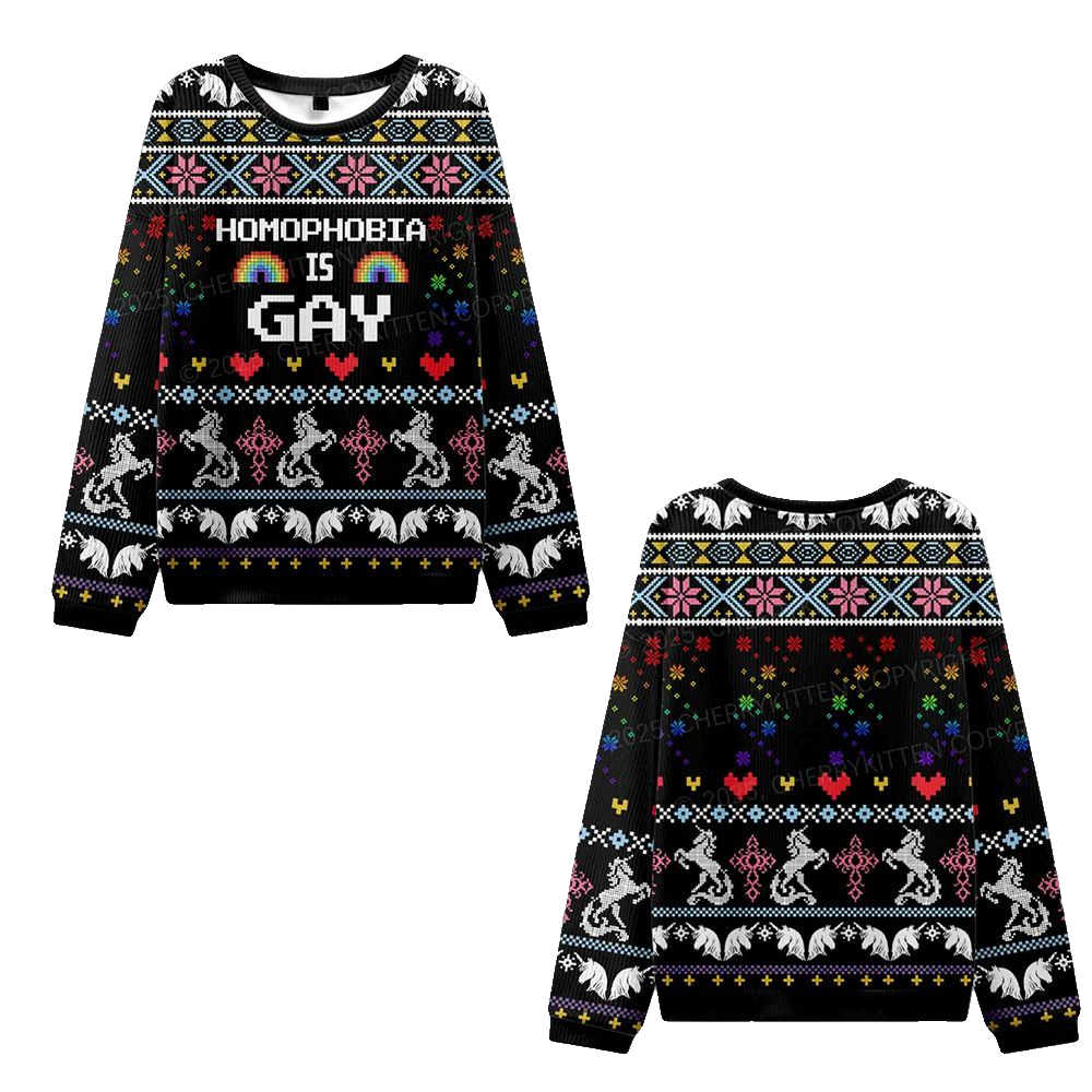 2026 Christmas Homophobia Is Gay Ugly Christmas Sweater - Moonbestprint