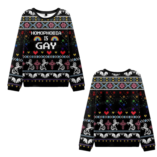 2026 Christmas Homophobia Is Gay Ugly Christmas Sweater - Moonbestprint