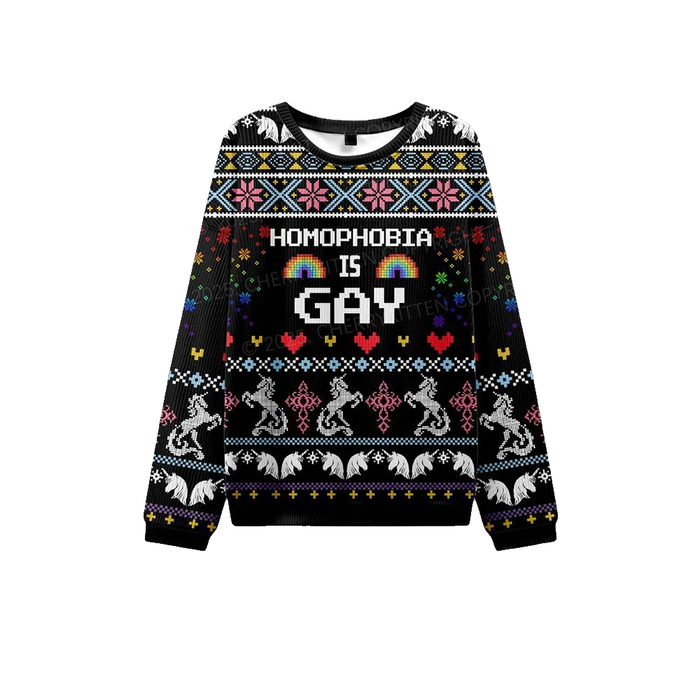 2026 Christmas Homophobia Is Gay Ugly Christmas Sweater - Moonbestprint