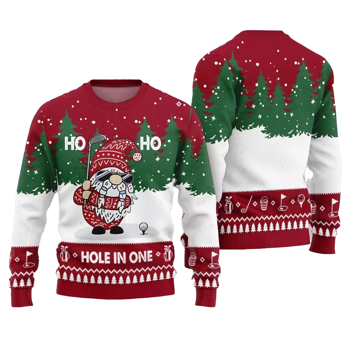 2026 Christmas Hole In One Gnome Ugly Sweater - Moonbestprint