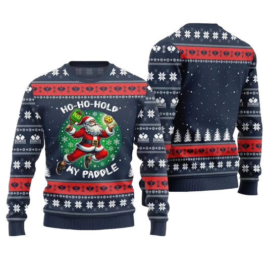 2026 Christmas Hold My Paddle Pickleball Ugly Sweater - Moonbestprint