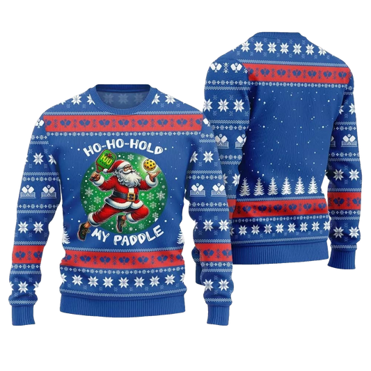 2026 Christmas Hold My Paddle Pickleball Ugly Sweater - Moonbestprint