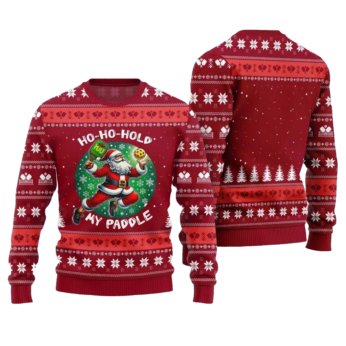 2026 Christmas Hold My Paddle Pickleball Ugly Sweater - Moonbestprint