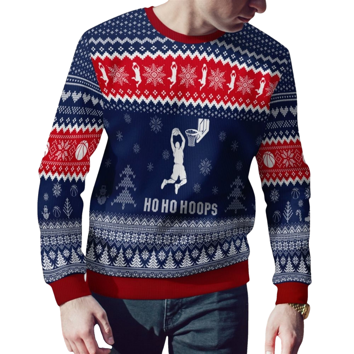 2026 Christmas HoHoHoops Basketball Ugly Sweater - Moonbestprint