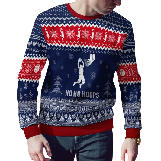 2026 Christmas HoHoHoops Basketball Ugly Sweater - Moonbestprint