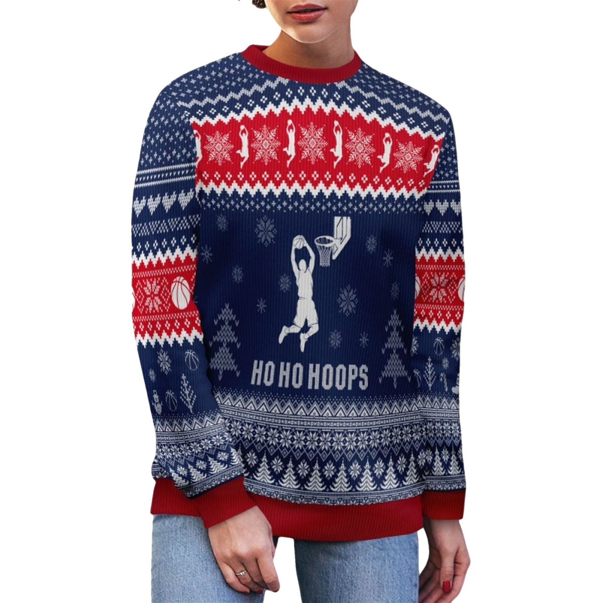 2026 Christmas HoHoHoops Basketball Ugly Sweater - Moonbestprint