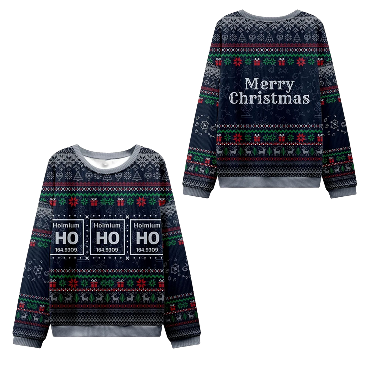 2026 Christmas Ho Ho Ho Holmium Ugly Sweater - Moonbestprint