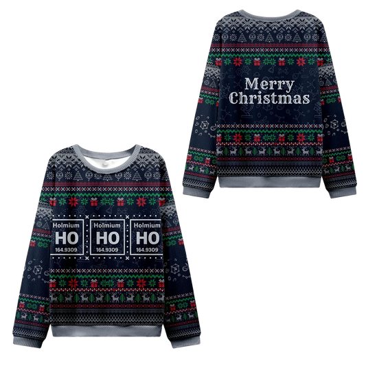 2026 Christmas Ho Ho Ho Holmium Ugly Sweater - Moonbestprint