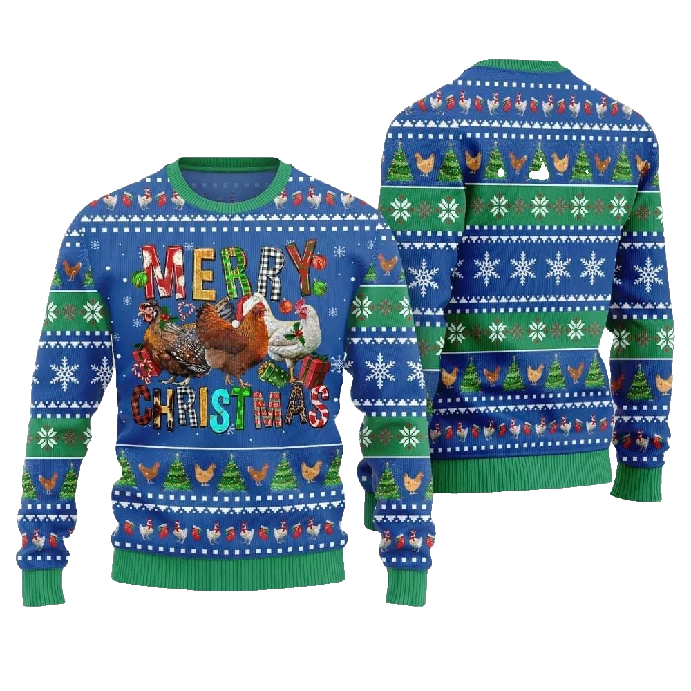 2026 Christmas Hilarious Farm Chicken Ugly Christmas Sweater - Moonbestprint