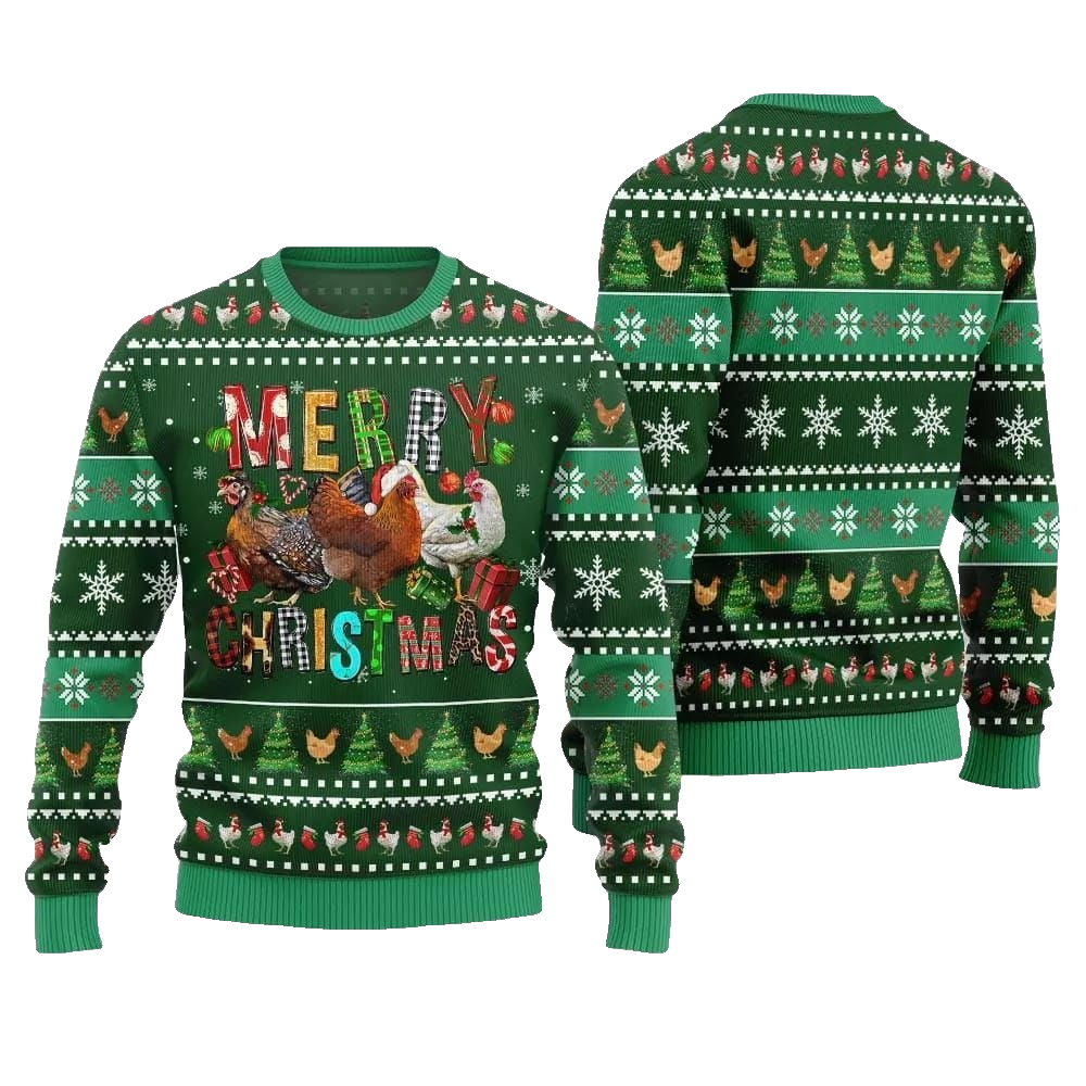 2026 Christmas Hilarious Farm Chicken Ugly Christmas Sweater - Moonbestprint