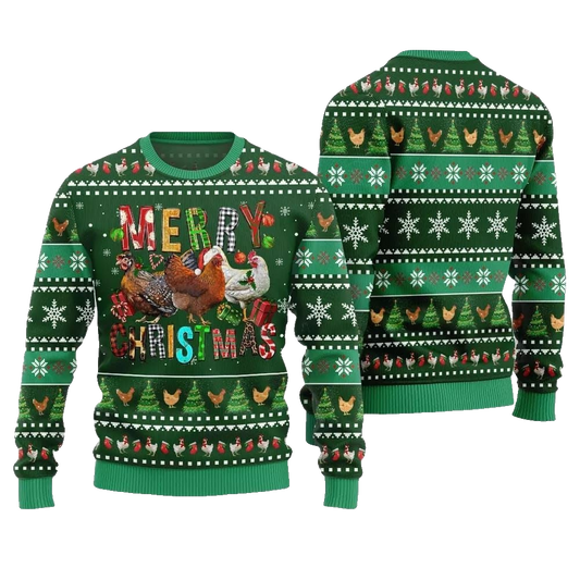 2026 Christmas Hilarious Farm Chicken Ugly Christmas Sweater - Moonbestprint