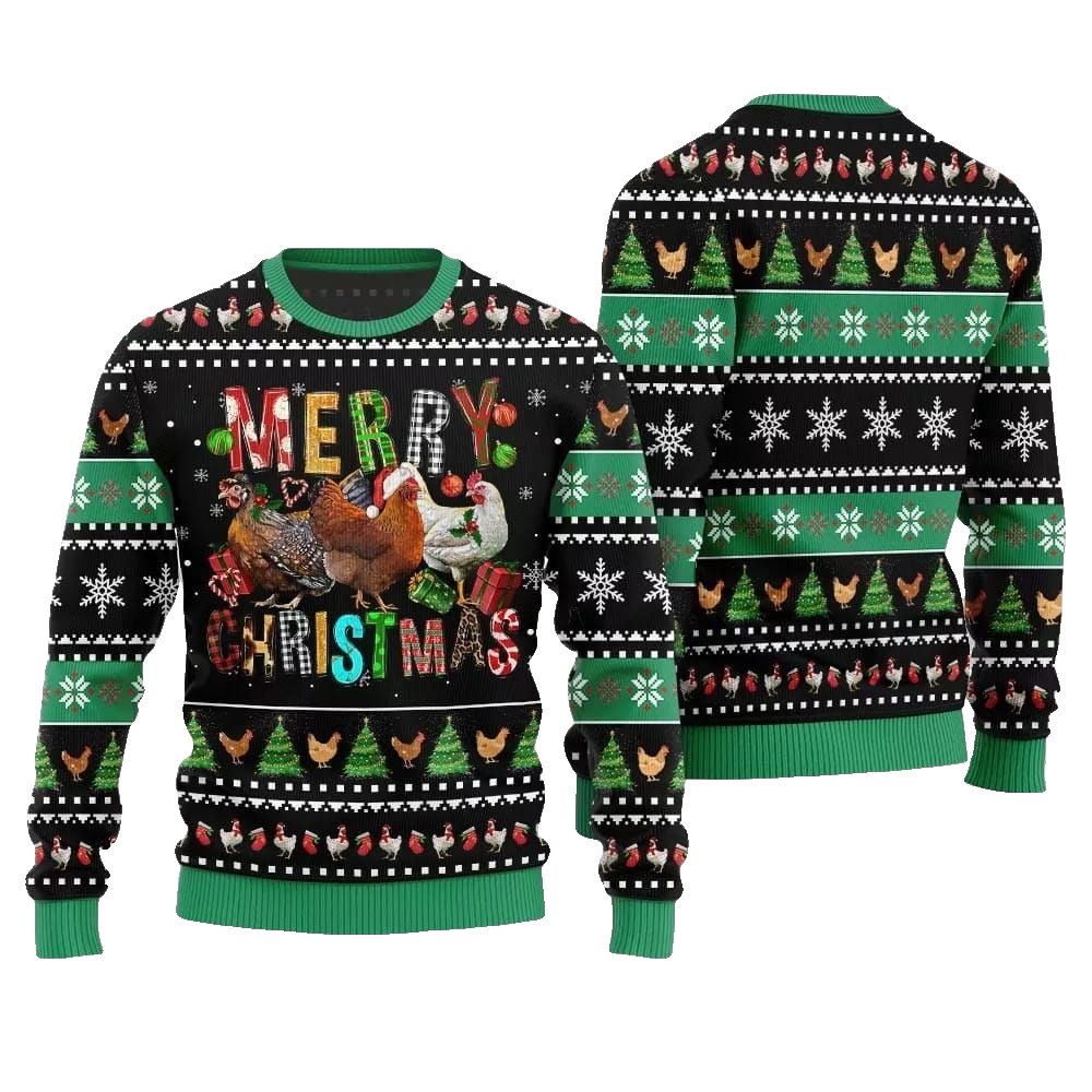 2026 Christmas Hilarious Farm Chicken Ugly Christmas Sweater - Moonbestprint