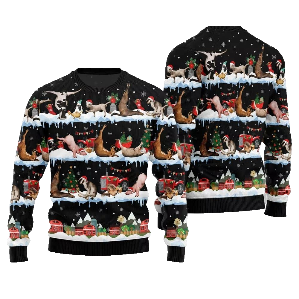 2026 Christmas Hilarious Barnyard Chaos Ugly Christmas Sweater - Moonbestprint