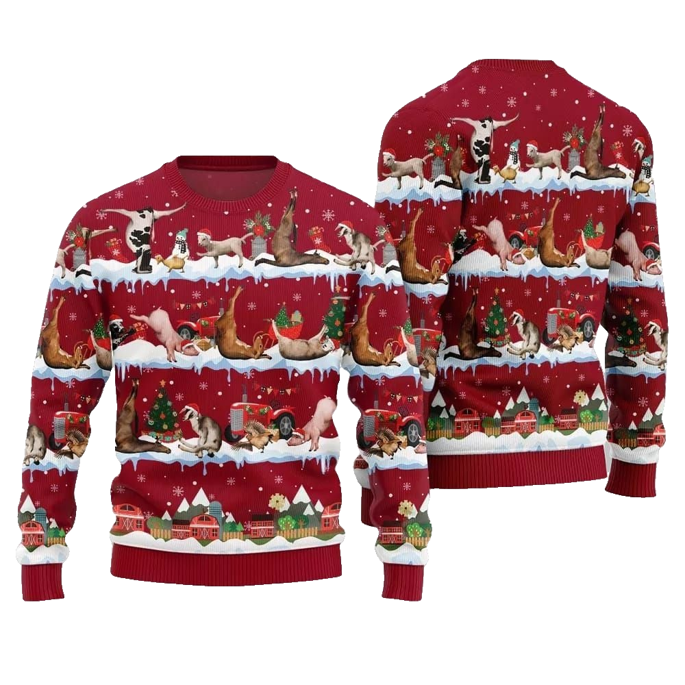 2026 Christmas Hilarious Barnyard Chaos Ugly Christmas Sweater - Moonbestprint