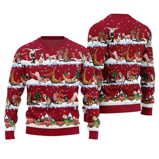 2026 Christmas Hilarious Barnyard Chaos Ugly Christmas Sweater - Moonbestprint