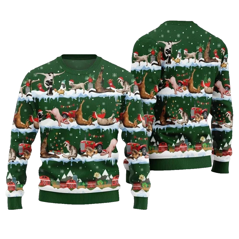 2026 Christmas Hilarious Barnyard Chaos Ugly Christmas Sweater - Moonbestprint