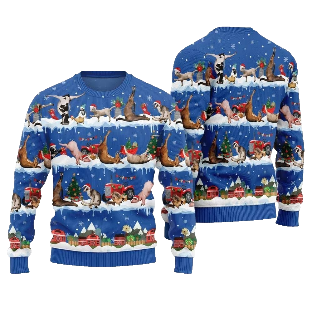 2026 Christmas Hilarious Barnyard Chaos Ugly Christmas Sweater - Moonbestprint