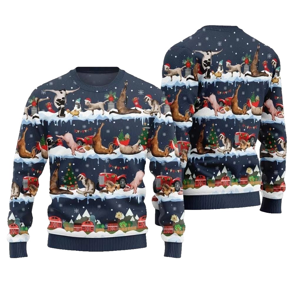 2026 Christmas Hilarious Barnyard Chaos Ugly Christmas Sweater - Moonbestprint