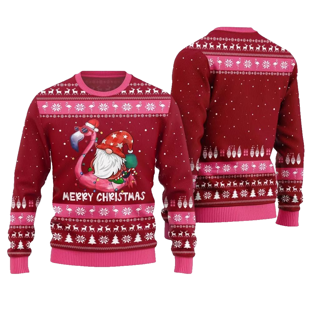 2026 Christmas Happy Christmas Flamingo Ugly Christmas Sweater - Moonbestprint