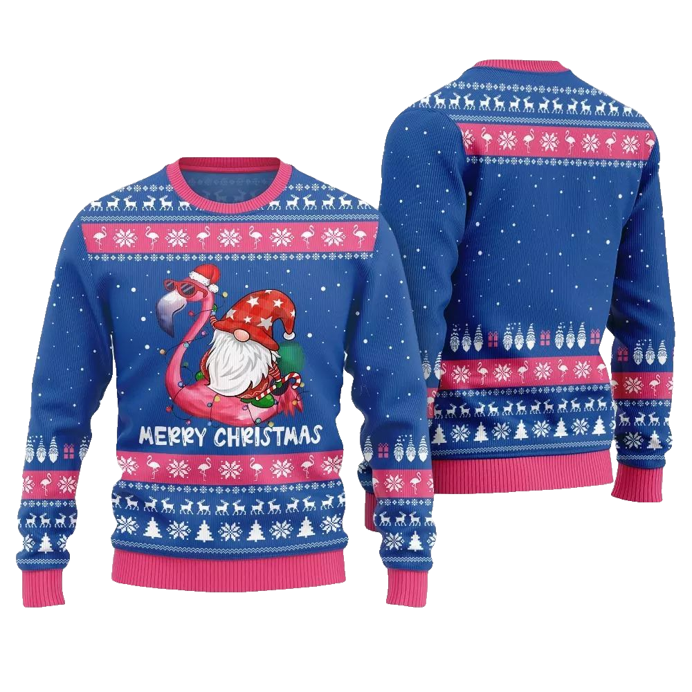 2026 Christmas Happy Christmas Flamingo Ugly Christmas Sweater - Moonbestprint