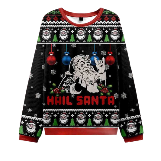 2026 Christmas Hail Santa Ugly Sweater Moonbestprint