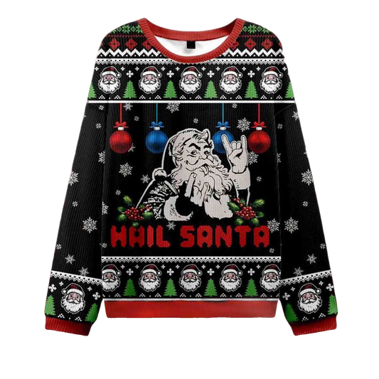 2026 Christmas Hail Santa Ugly Sweater Moonbestprint