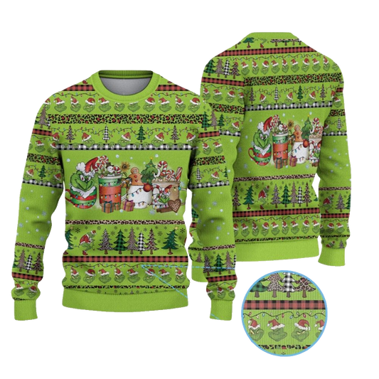 2026 Christmas Grnch Christmas Drink Christmas Ugly Sweater - Moonbestprint