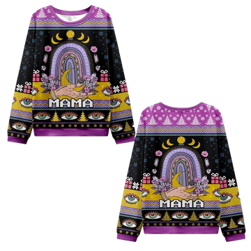 2026 Christmas Gothic Mama Rainbow Ugly Christmas Sweater - Moonbestprint