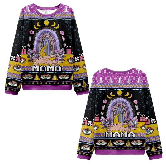 2026 Christmas Gothic Mama Rainbow Ugly Christmas Sweater - Moonbestprint
