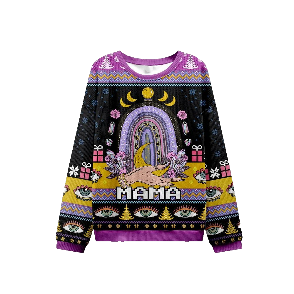 2026 Christmas Gothic Mama Rainbow Ugly Christmas Sweater - Moonbestprint