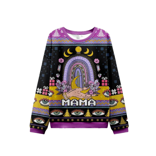 2026 Christmas Gothic Mama Rainbow Ugly Christmas Sweater - Moonbestprint