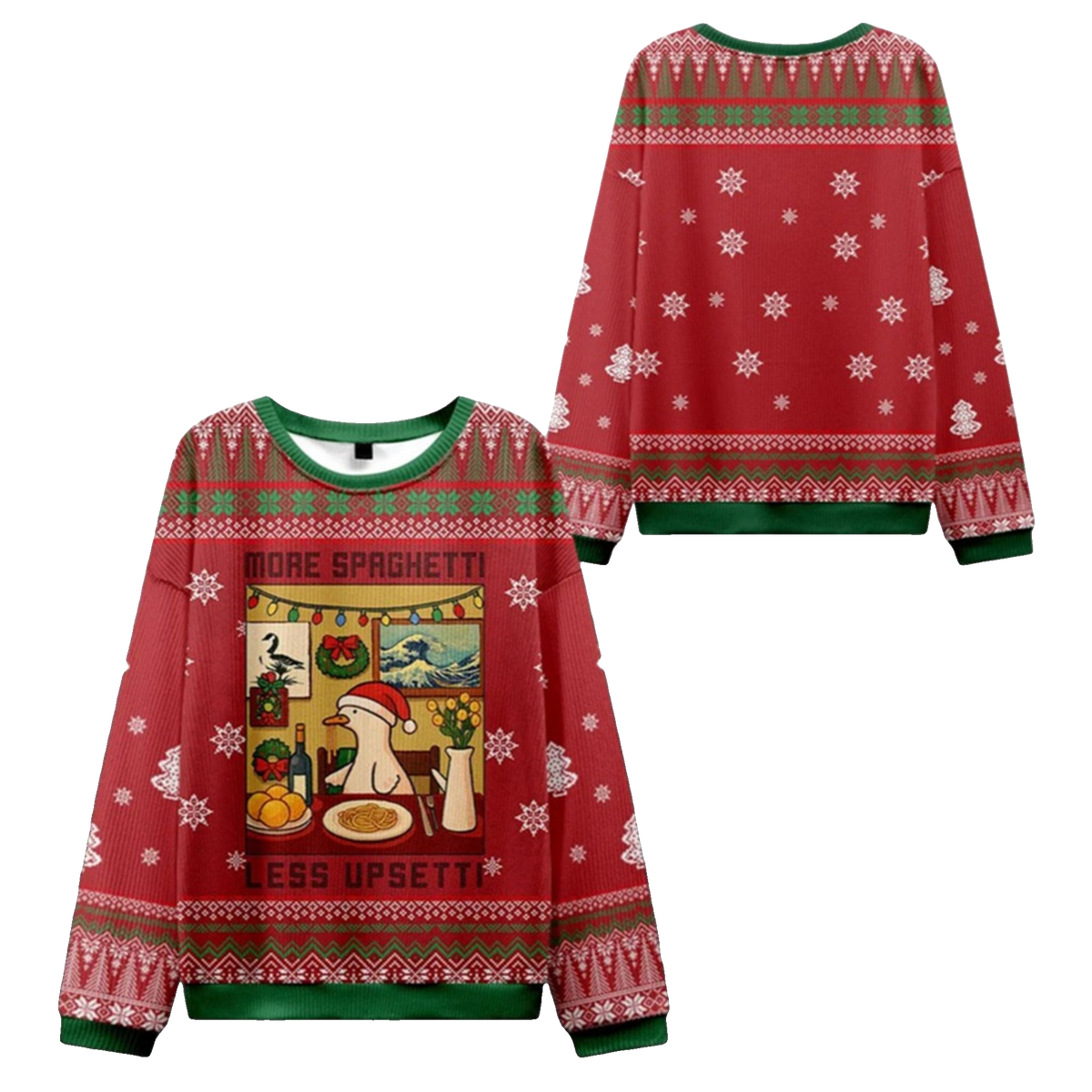 2026 Christmas Goose Less Upsetti More Spaghetti Ugly Sweater - Moonbestprint