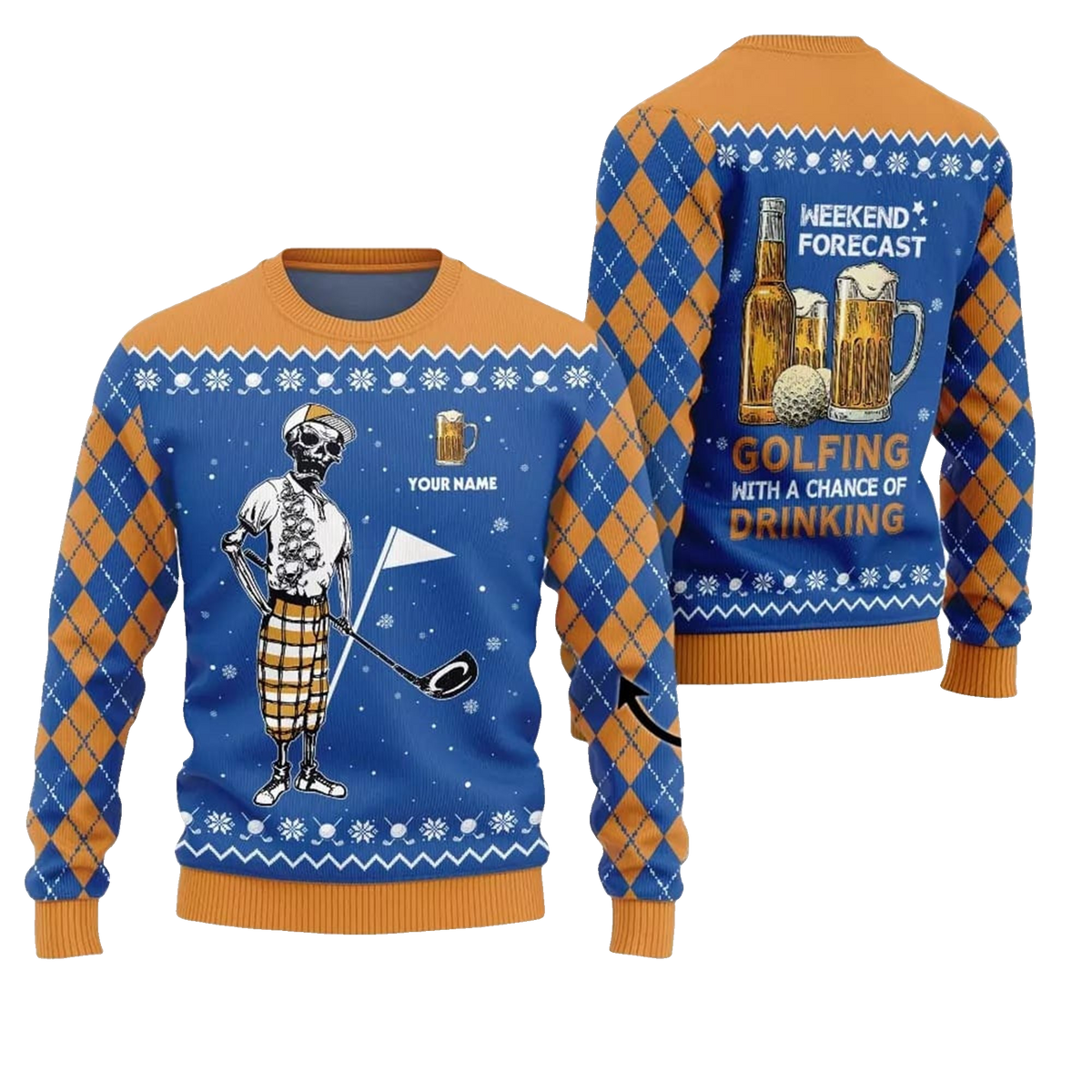 2026 Christmas Golf And Beer Ugly Sweater - Moonbestprint
