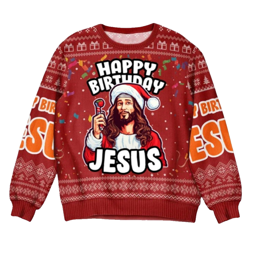 2026 Christmas Go Jesus It's Your Birthday Christmas Ugly Sweater - Moonbestprint