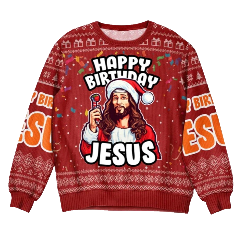 2026 Christmas Go Jesus It's Your Birthday Christmas Ugly Sweater - Moonbestprint