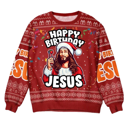 2026 Christmas Go Jesus It's Your Birthday Christmas Ugly Sweater - Moonbestprint