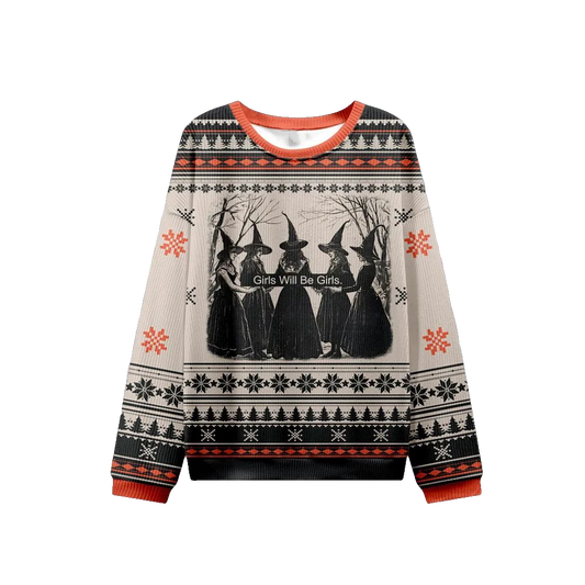 2026 Christmas Girls Will Be Girls Witch Ugly Christmas Sweater - Moonbestprint