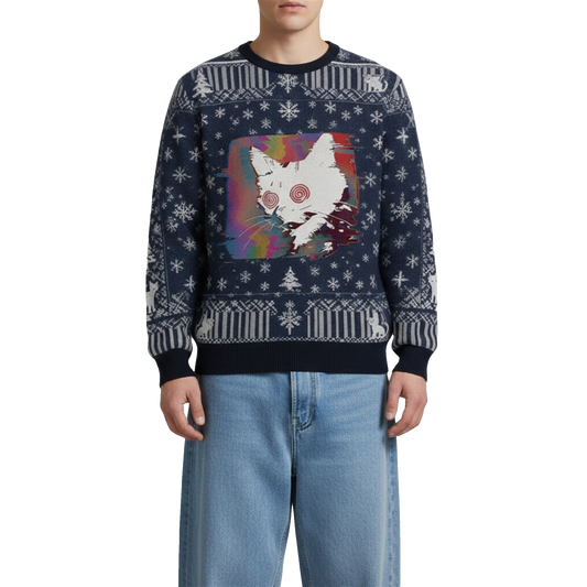 2026 Christmas Glitch Cat Ugly Sweater - Moonbestprint