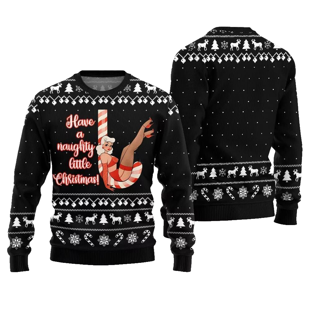 2026 Christmas Girl Candy Have A Naughty Little Christmas Ugly Christmas Sweater - Moonbestprint