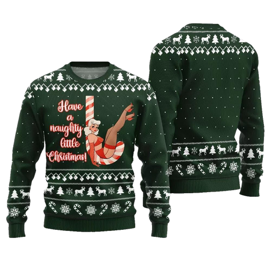 2026 Christmas Girl Candy Have A Naughty Little Christmas Ugly Christmas Sweater - Moonbestprint