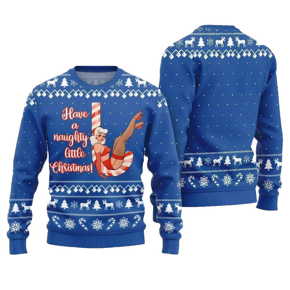 2026 Christmas Girl Candy Have A Naughty Little Christmas Ugly Christmas Sweater - Moonbestprint