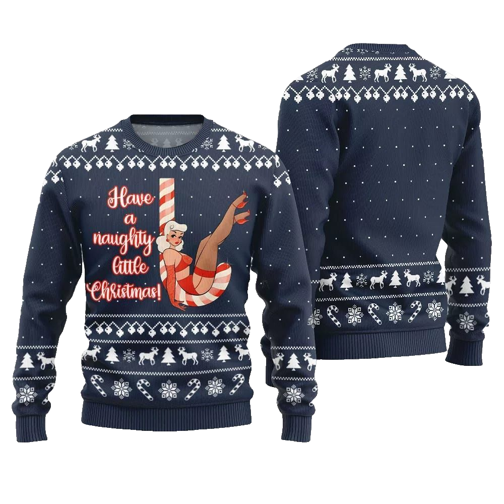 2026 Christmas Girl Candy Have A Naughty Little Christmas Ugly Christmas Sweater - Moonbestprint