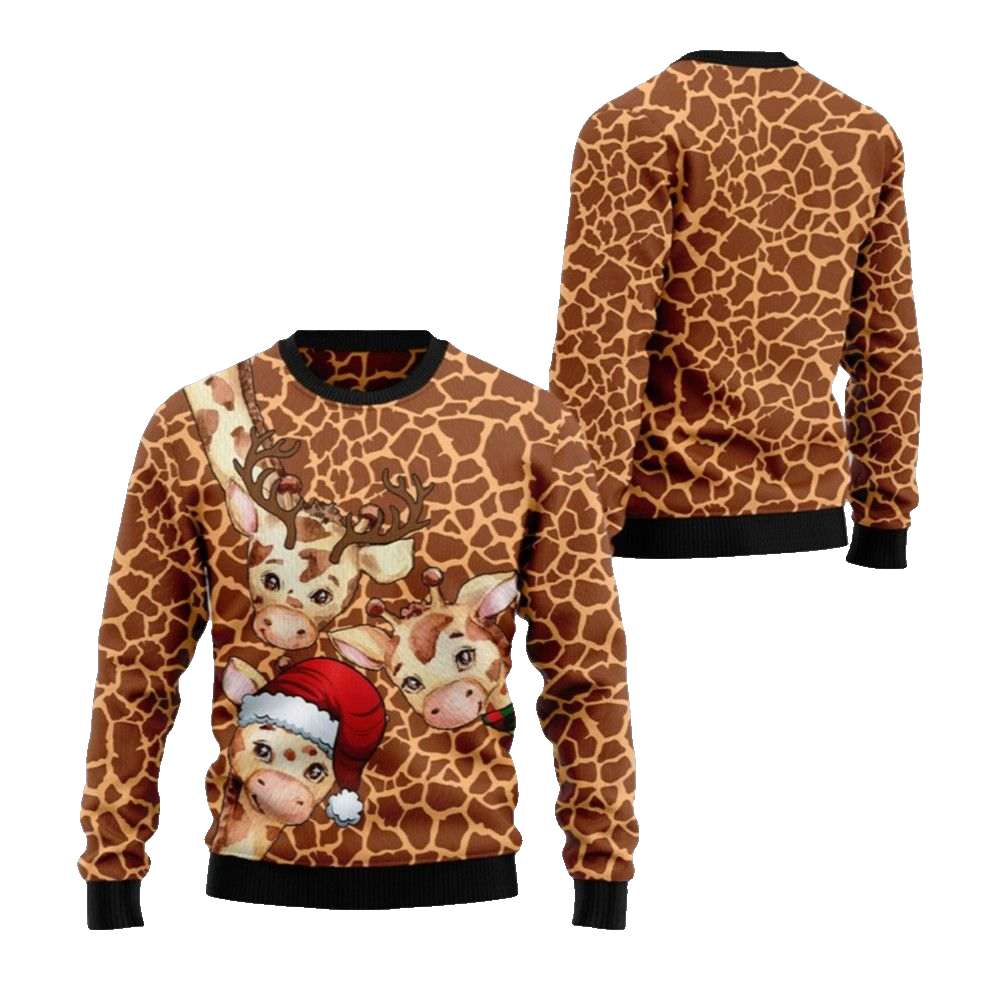 2026 Christmas Giraffe Funny Ugly Christmas Sweater - Moonbestprint