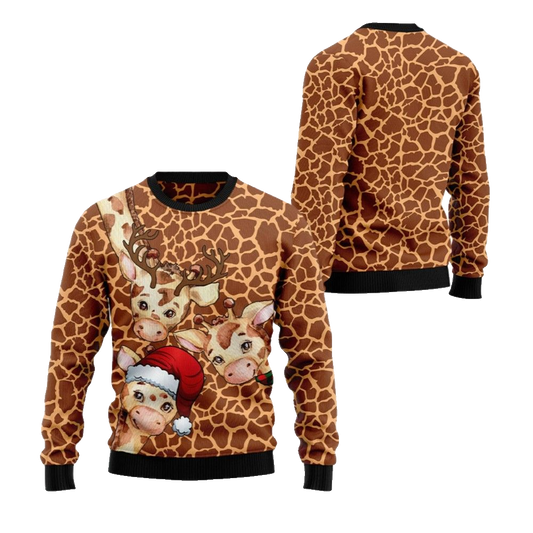 2026 Christmas Giraffe Funny Ugly Christmas Sweater - Moonbestprint