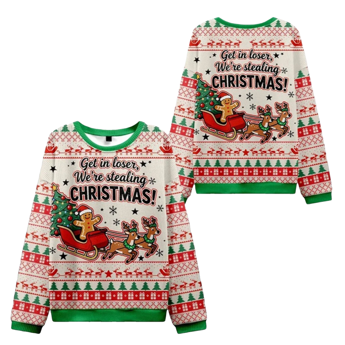 2026 Christmas Gingerbread Man Gives Gifts Ugly Sweater - Moonbestprint