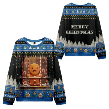 2026 Christmas Gingerbread Man Is Watching You In Prison Ugly Sweater - Moonbestprint